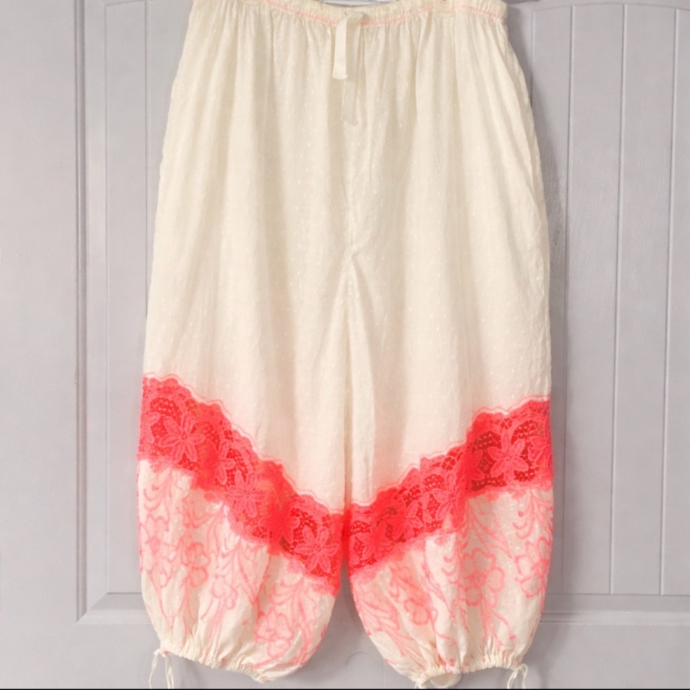Free People Intimately Day Glow Joggers in White/Neon Pink Combo~Size Large~NWT - Picture 7 of 15